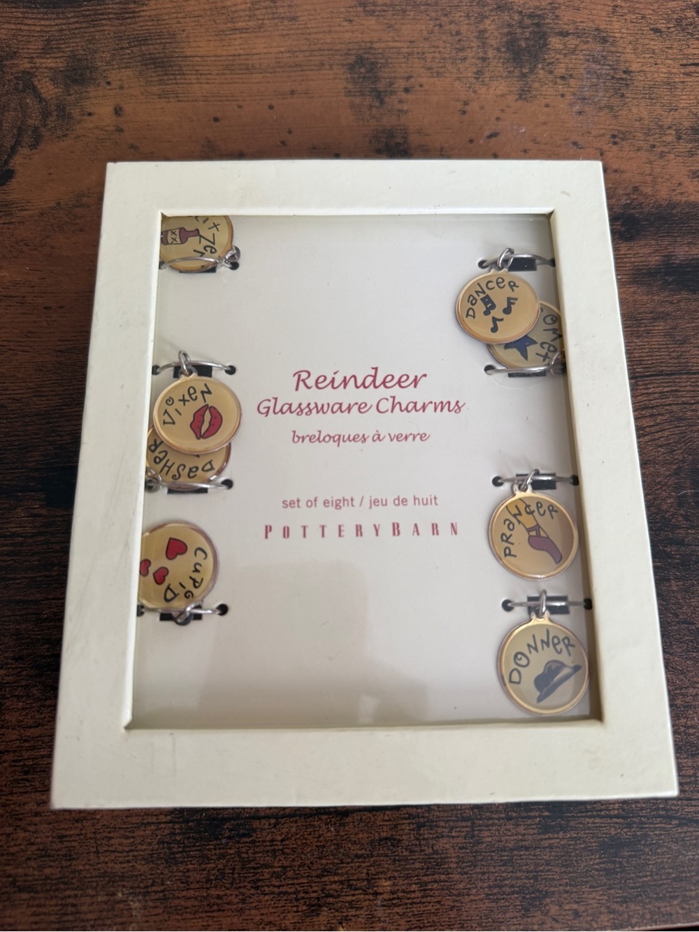 Potterybarn Reindeer Glassware Charms set of 8 Christmas